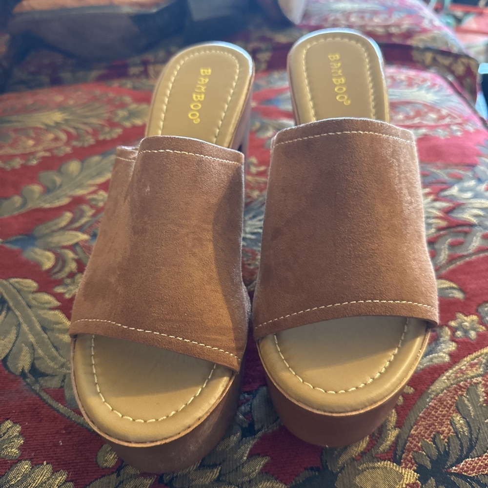 Women's Bamboo Brand Bamboo Wooden Clogs Size9  Brown